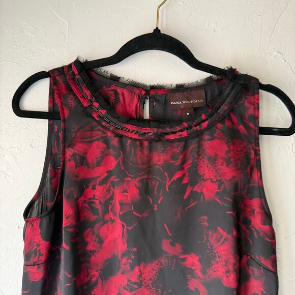 Dana Buchman Y2k Size Medium Red‎ Black Vampire Dark Romantic Sleeveless Top - Picture 2 of 9